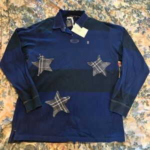UO Renewal Izod Blue/Green Polo w/Grey Flannel Star Details NWT